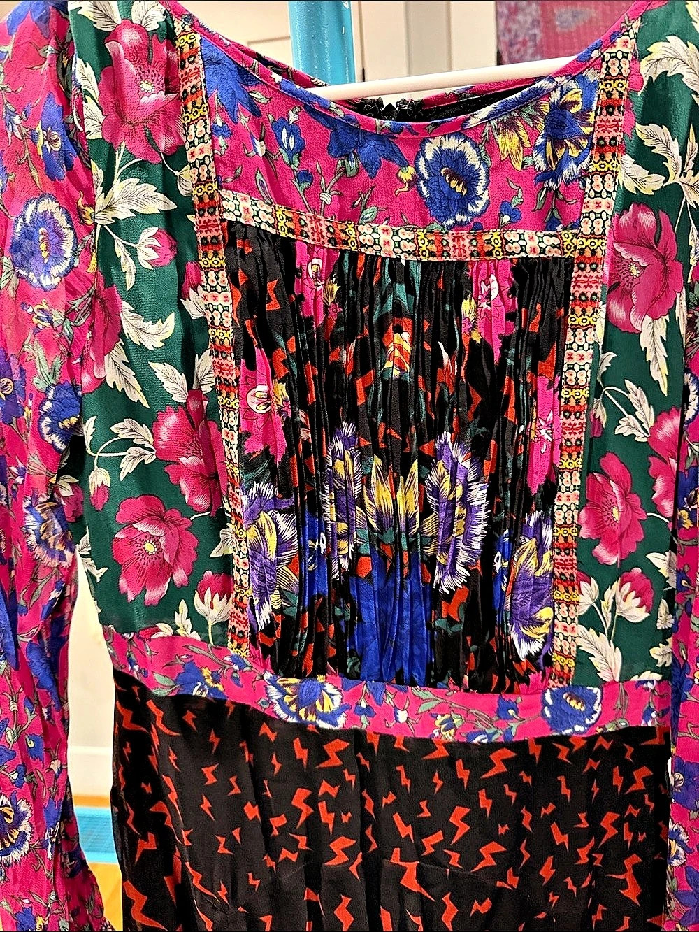 Moulinette Soeurs Floral Maxi Dress Pink & Black Size 8 Like New - Picture 3 of 7